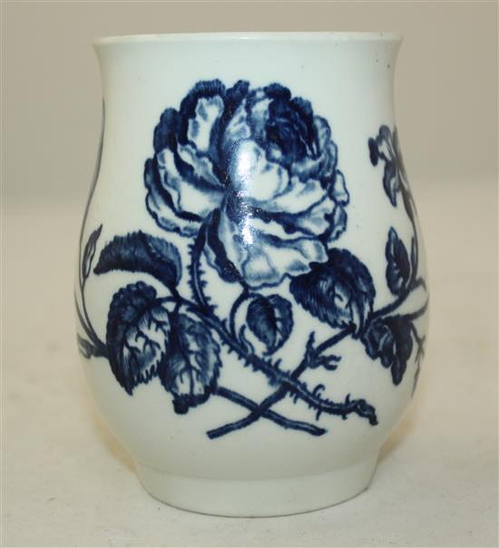 A Worcester Thorny Rose pattern baluster shaped mug, c.1775, height 12cm